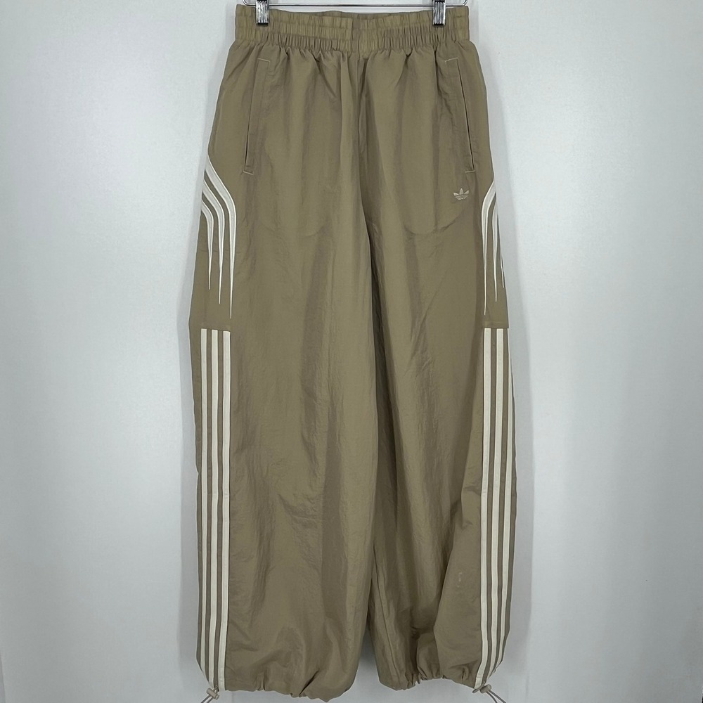 Adidas Originals Women Tan Beige Wide Leg Track Pants IY9240 Small